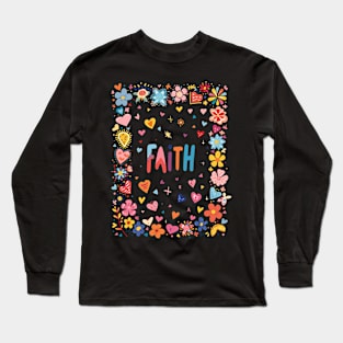 Floral Frame Faith Long Sleeve T-Shirt